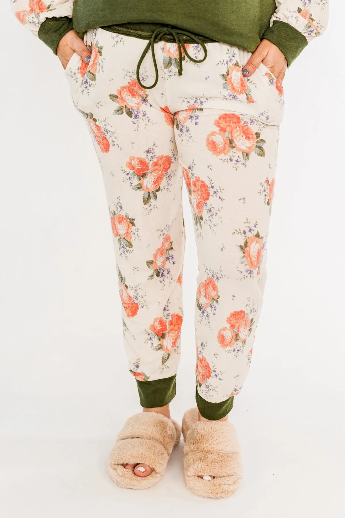 A Little Bit Of Floral Lounge Joggers- Olive & Floral