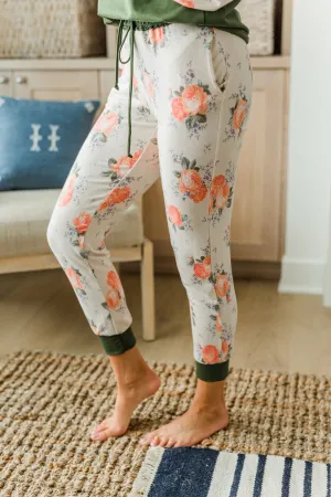 A Little Bit Of Floral Lounge Joggers- Olive & Floral