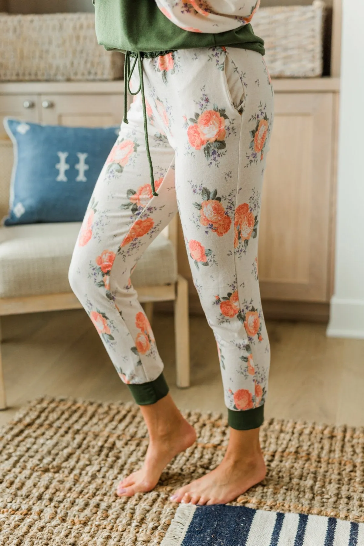 A Little Bit Of Floral Lounge Joggers- Olive & Floral