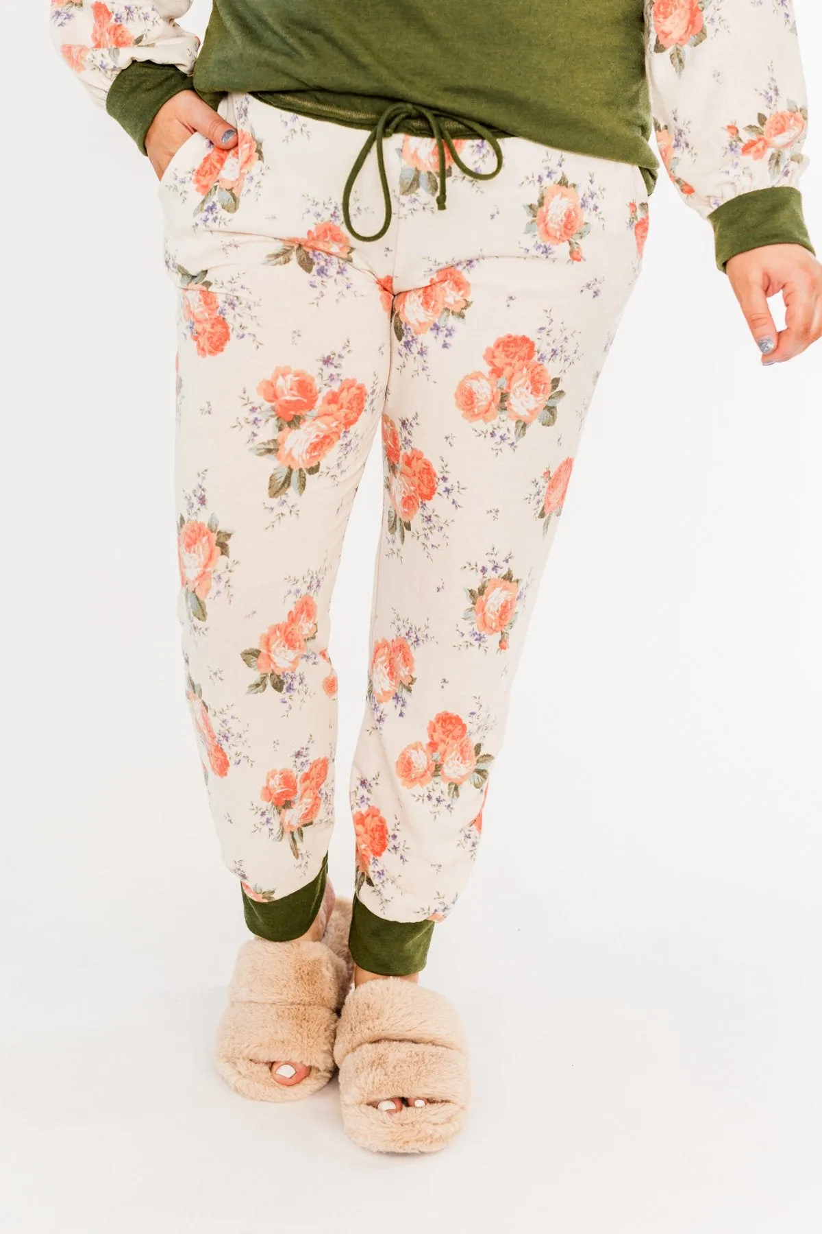 A Little Bit Of Floral Lounge Joggers- Olive & Floral