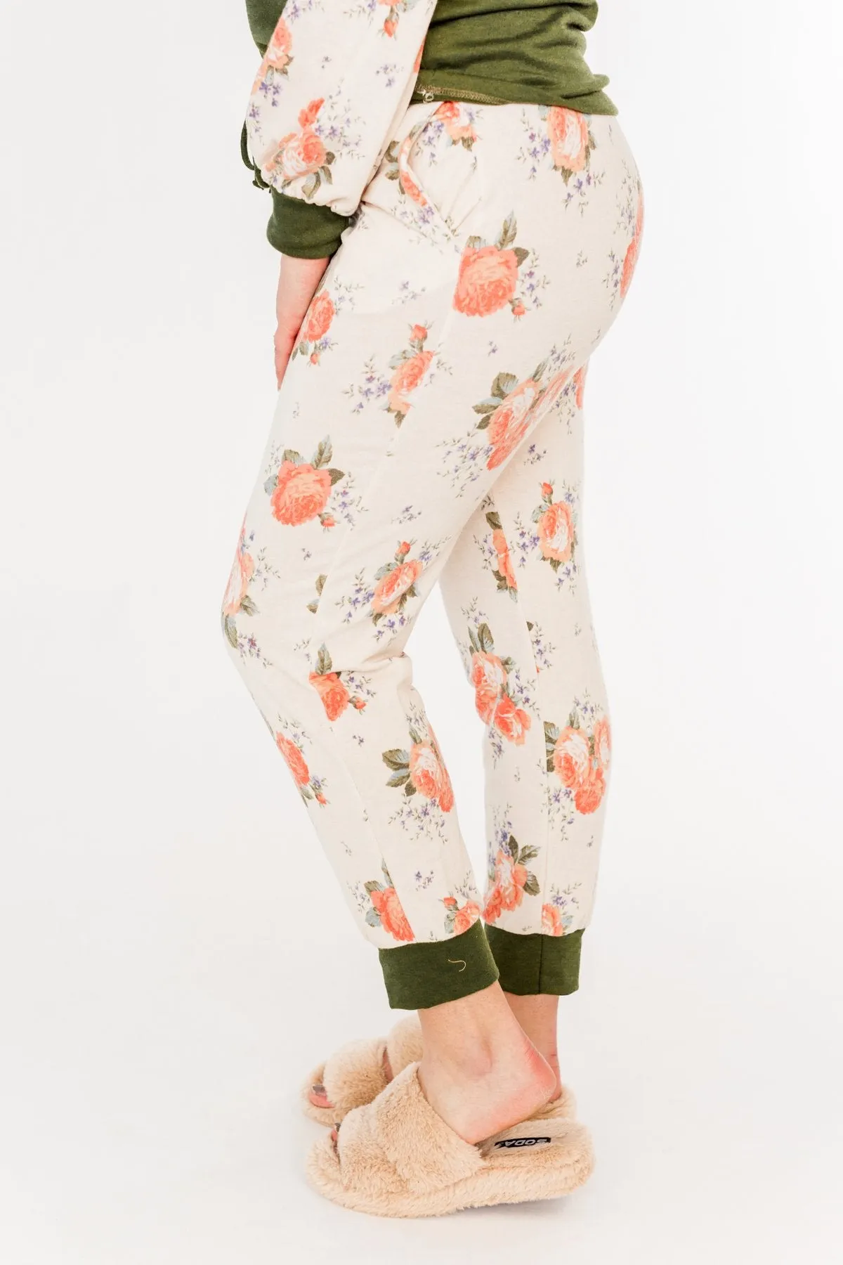 A Little Bit Of Floral Lounge Joggers- Olive & Floral