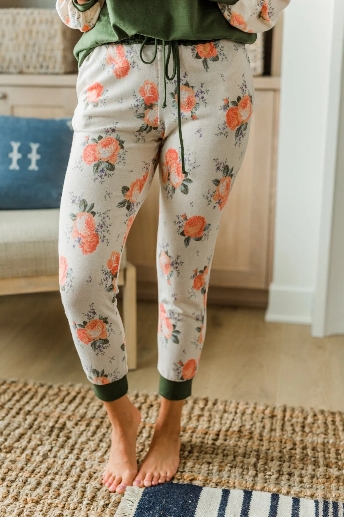 A Little Bit Of Floral Lounge Joggers- Olive & Floral