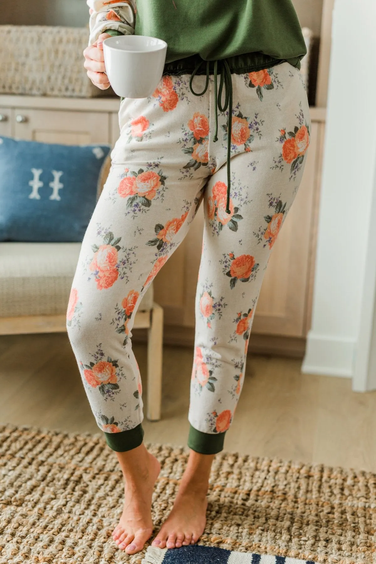 A Little Bit Of Floral Lounge Joggers- Olive & Floral