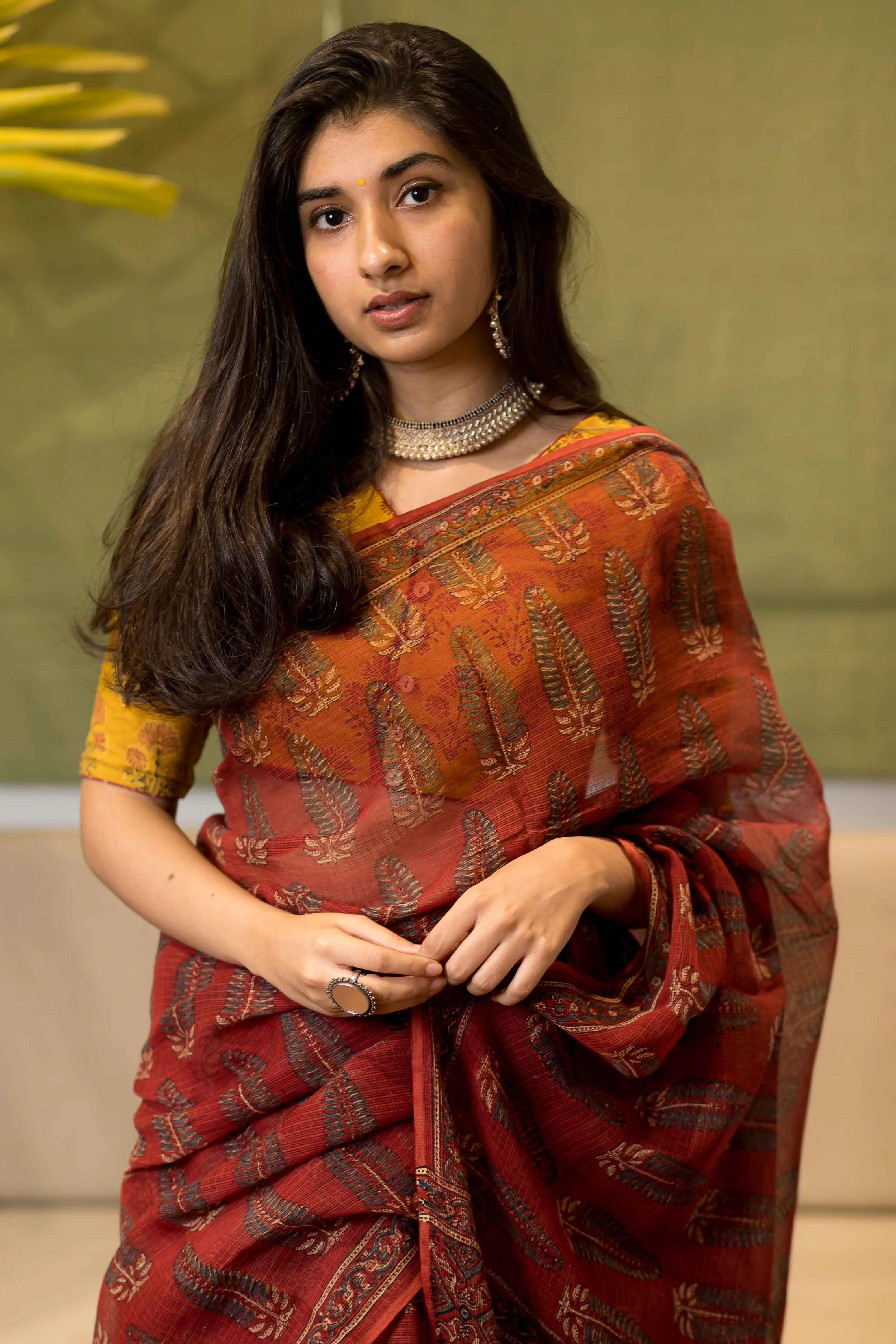 Ajrakh Natural Dyed Kota Doria Saree