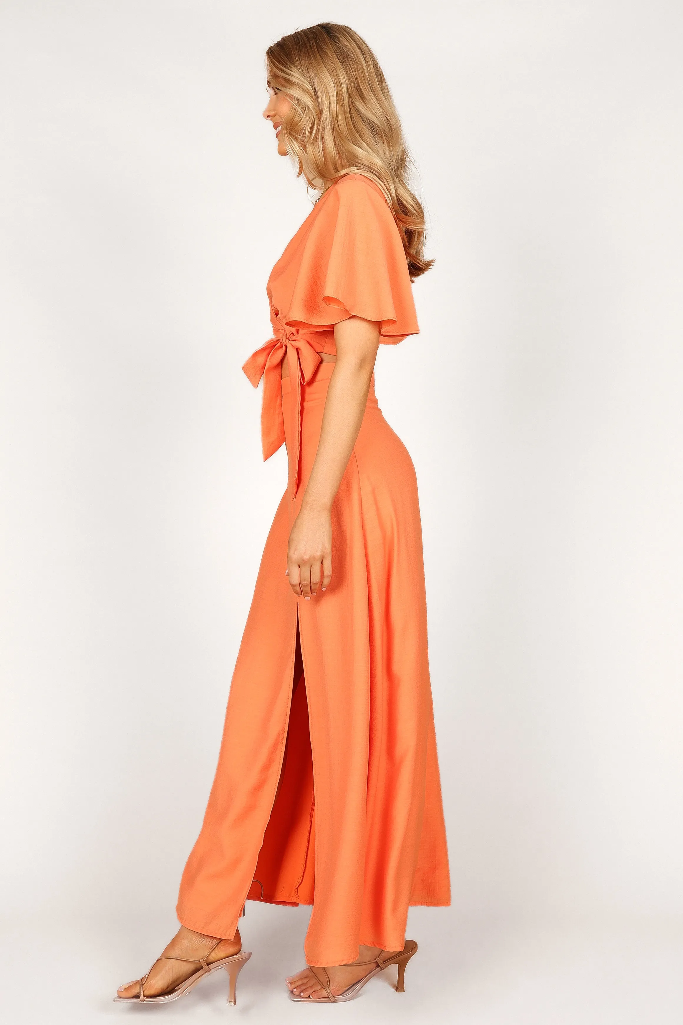 Alaia Wrap Skirt Two Piece Set - Orange Sorbet