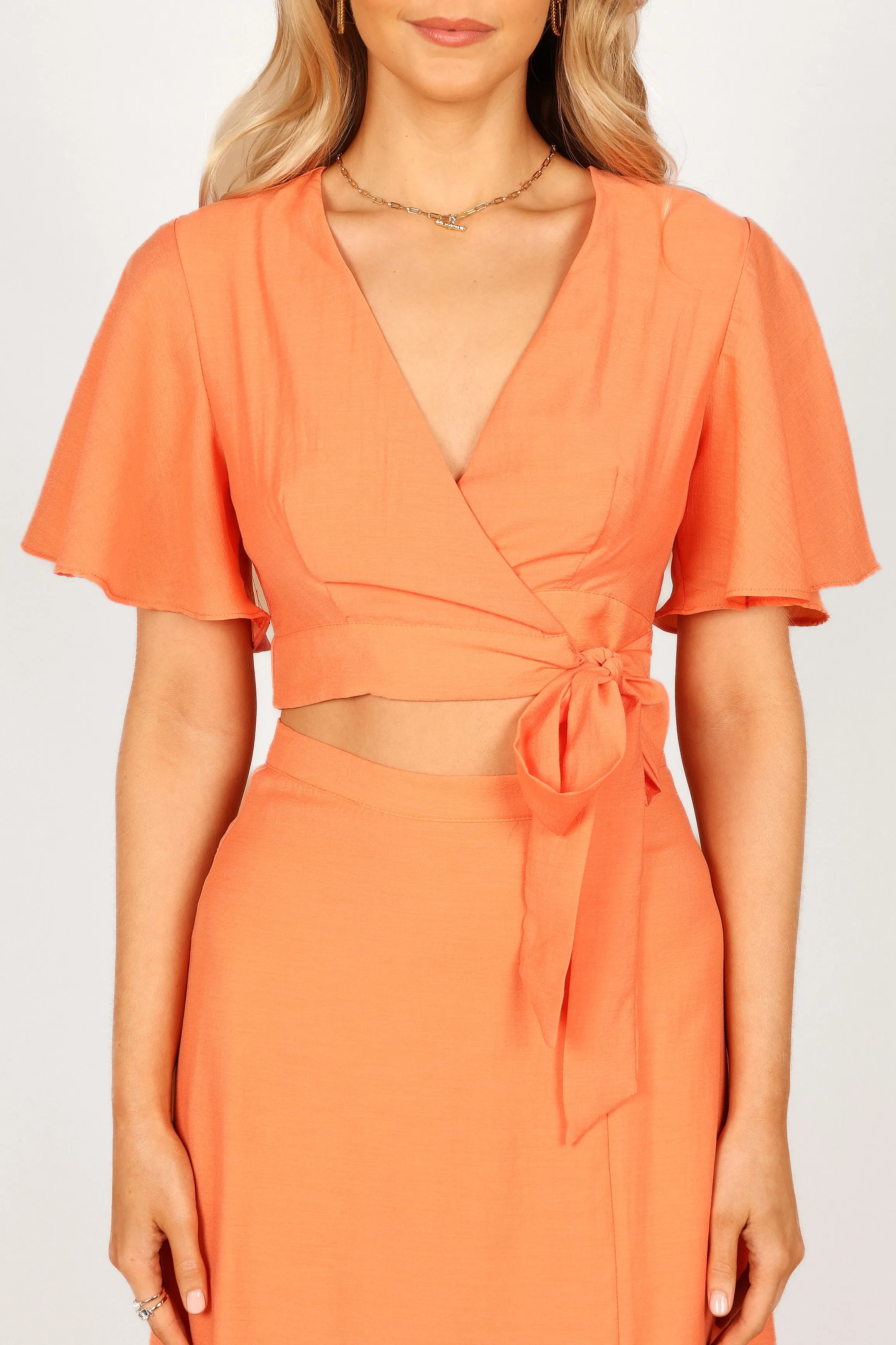 Alaia Wrap Skirt Two Piece Set - Orange Sorbet