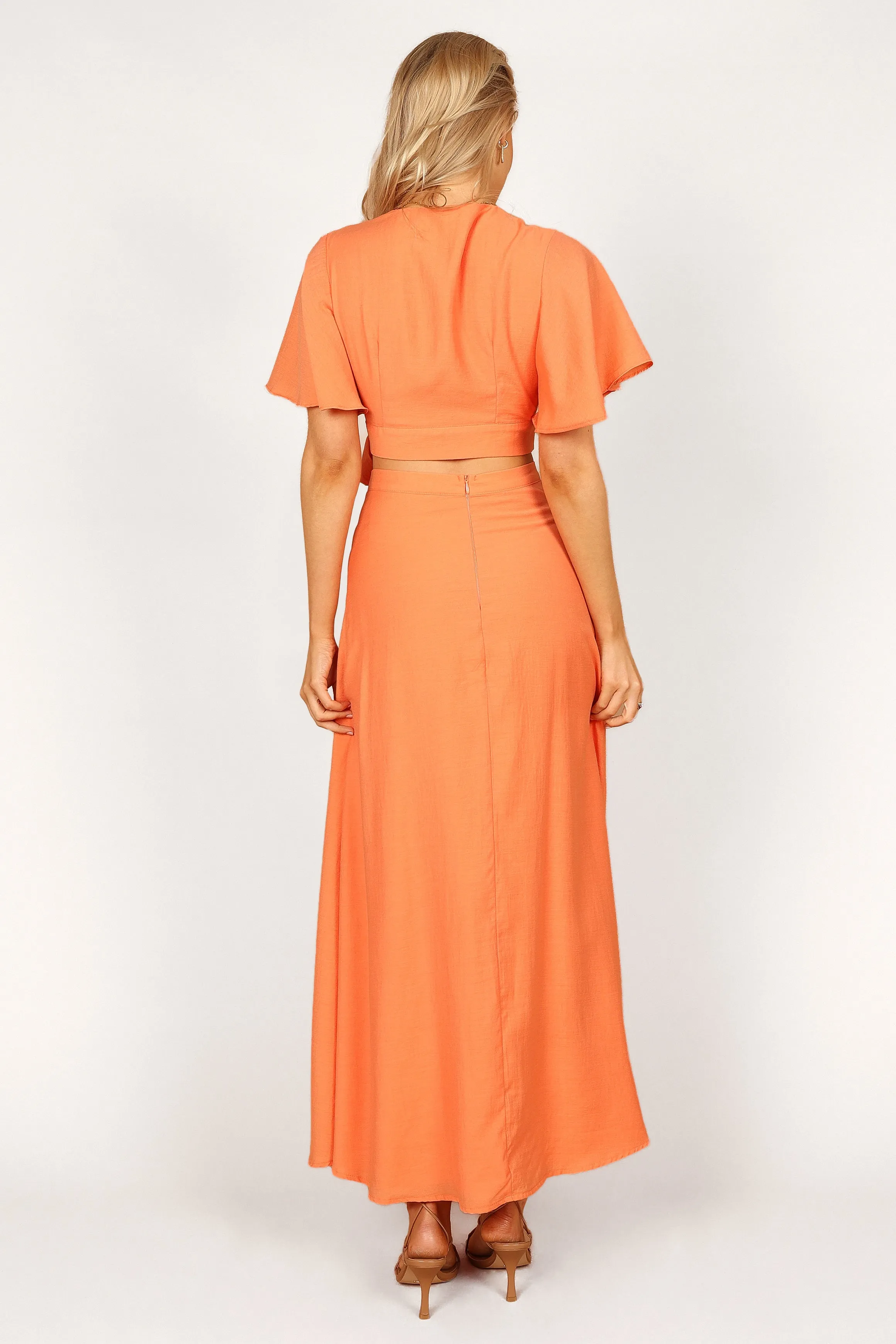 Alaia Wrap Skirt Two Piece Set - Orange Sorbet