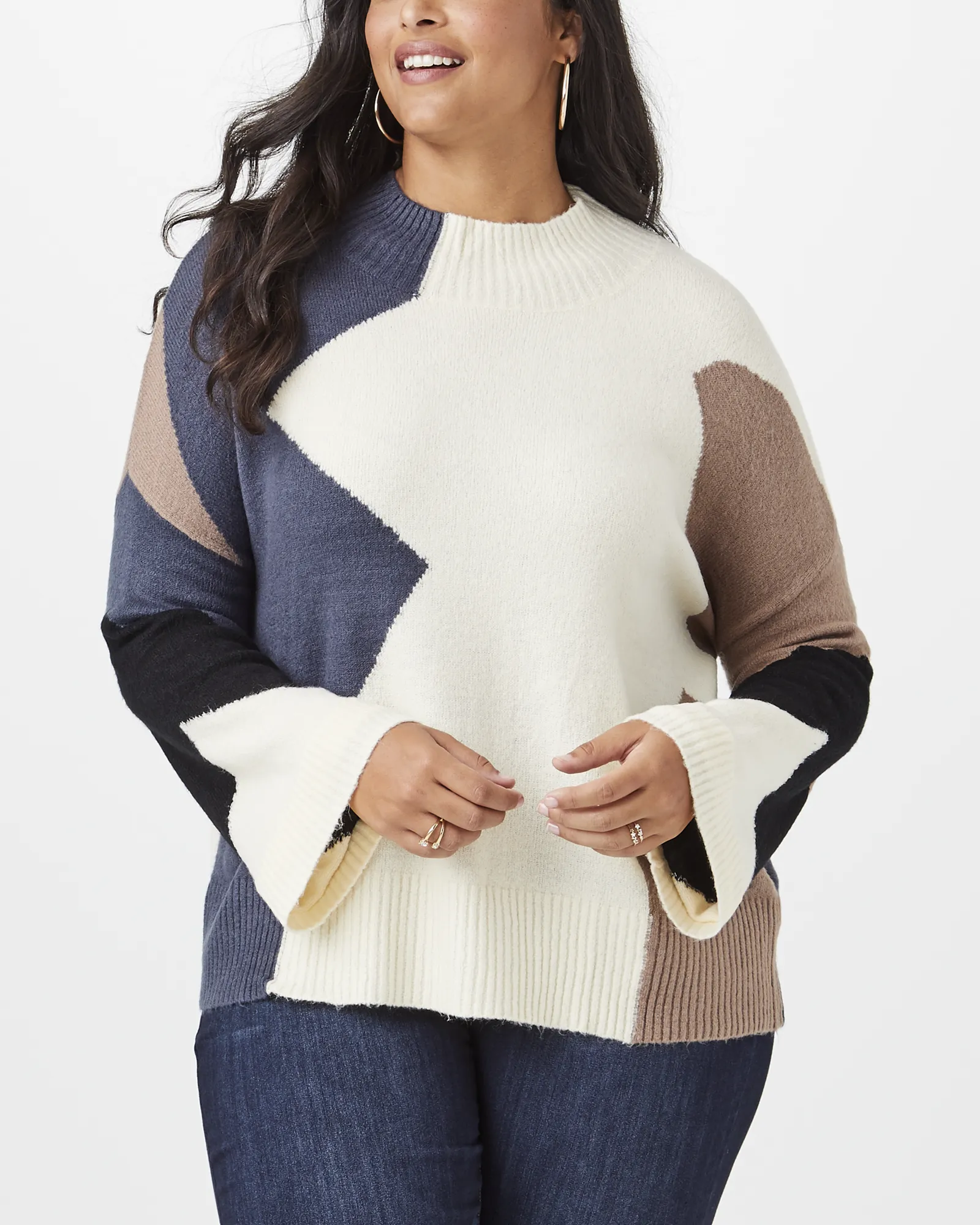 Alexa Oversized Sweater | Ivory / Brown