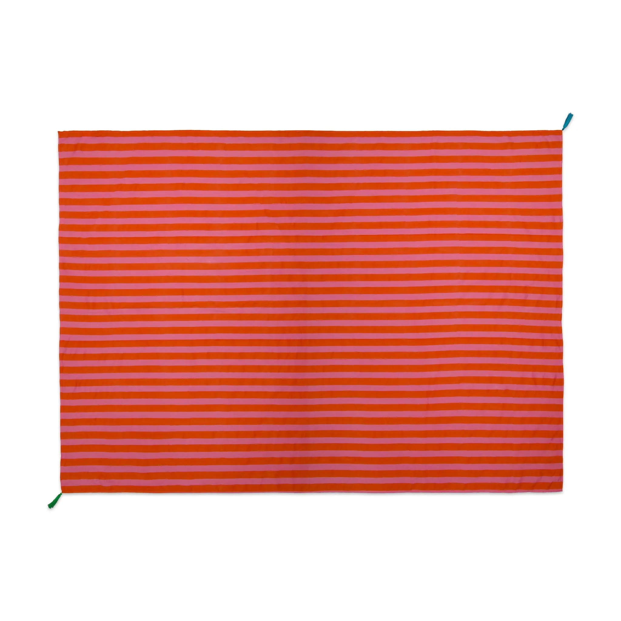 Anni Sarong with Tassels in Orange and Pink Cabana Stripe