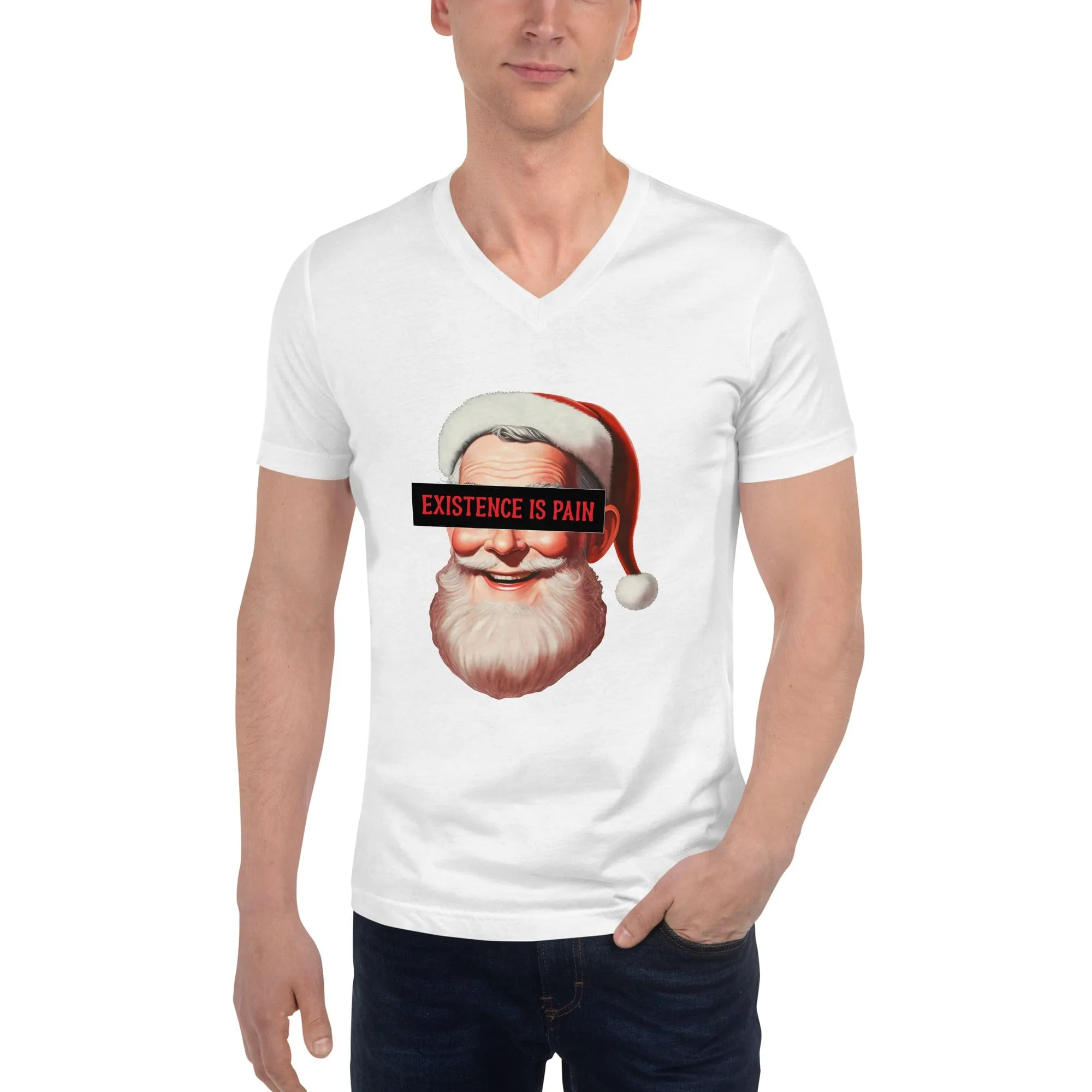 Anonymous Santa - Existence is Pain - Unisex V-Neck T-Shirt