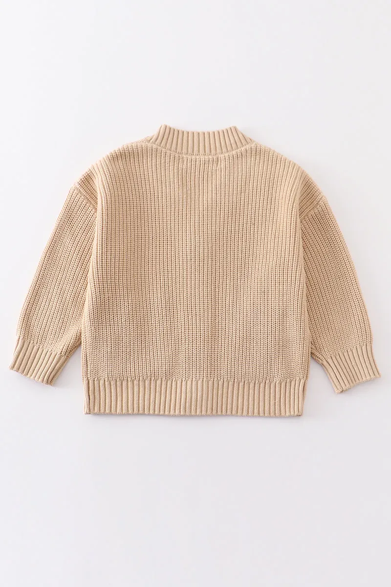 Apricot pocket cardigan sweater