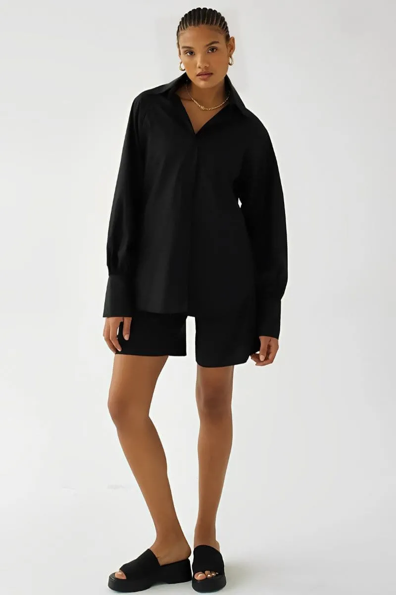 BLACK GIOIA BOYFRIEND BLOUSE