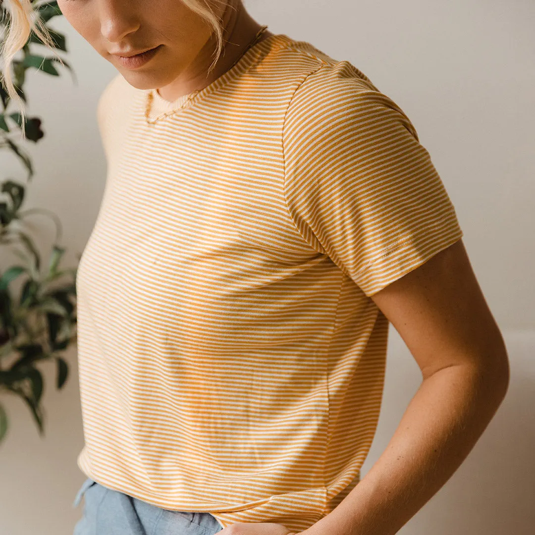 Boyfriend Tee, Mustard and Ivory Stripe