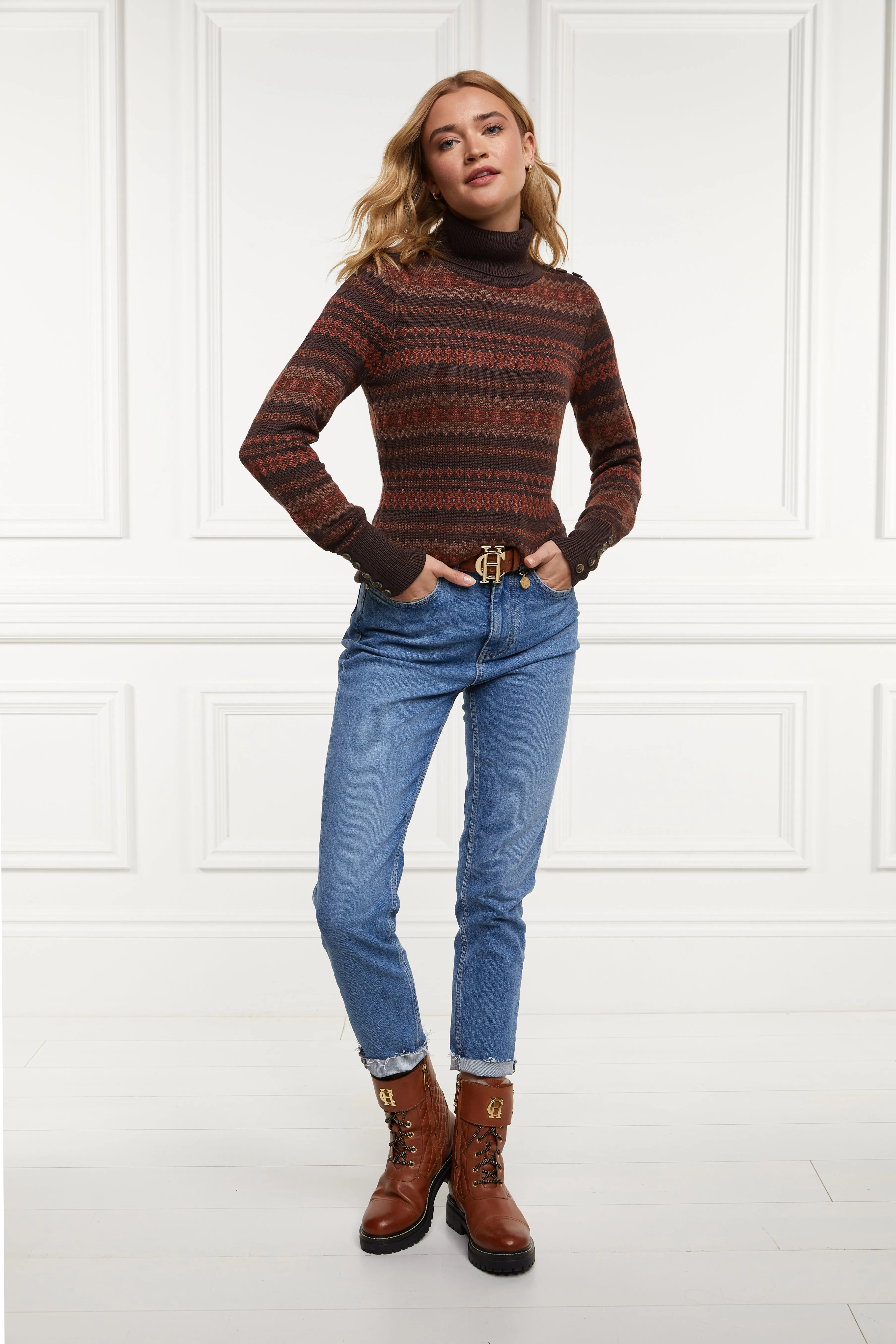 Bredon Roll Neck Knit (Chocolate)