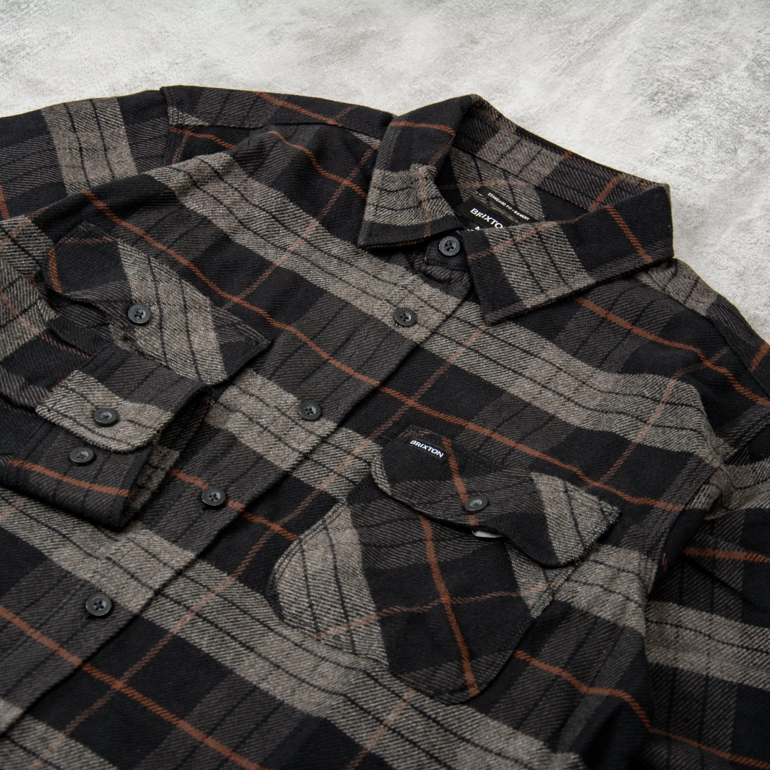 Brixton Bowery L/S Flannel Shirt - Black / Charcoal