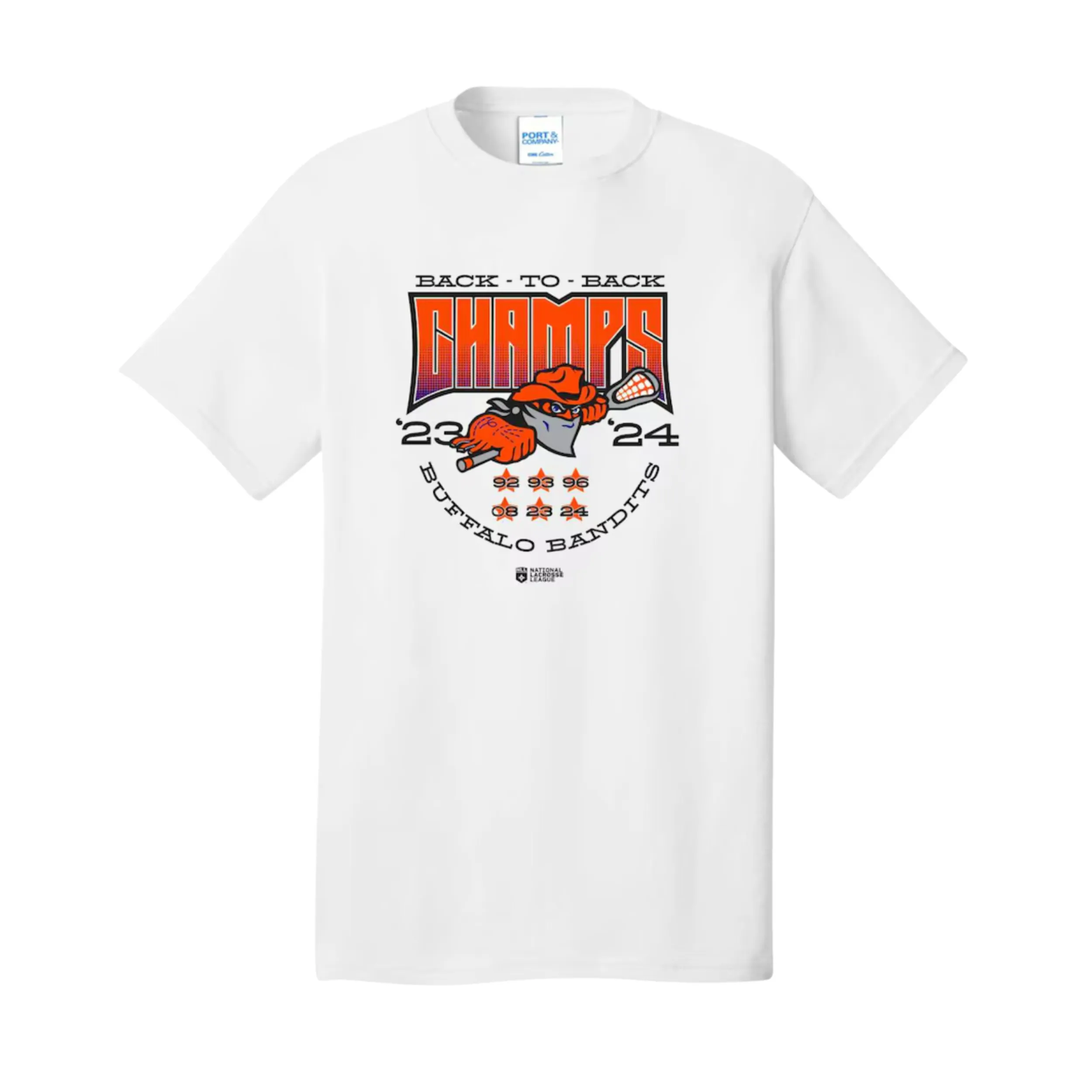 Buffalo Bandits White Back-To-Back NLL Cup Champions T-Shirt