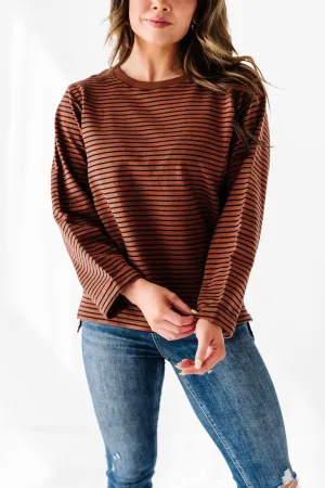 Case Striped Top in Chocolate