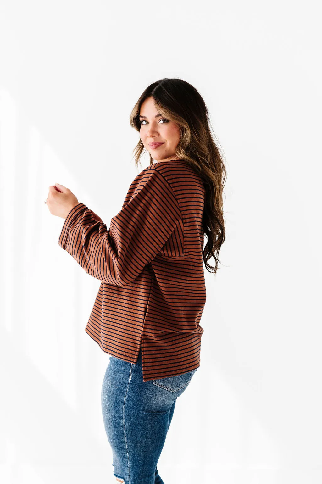 Case Striped Top in Chocolate