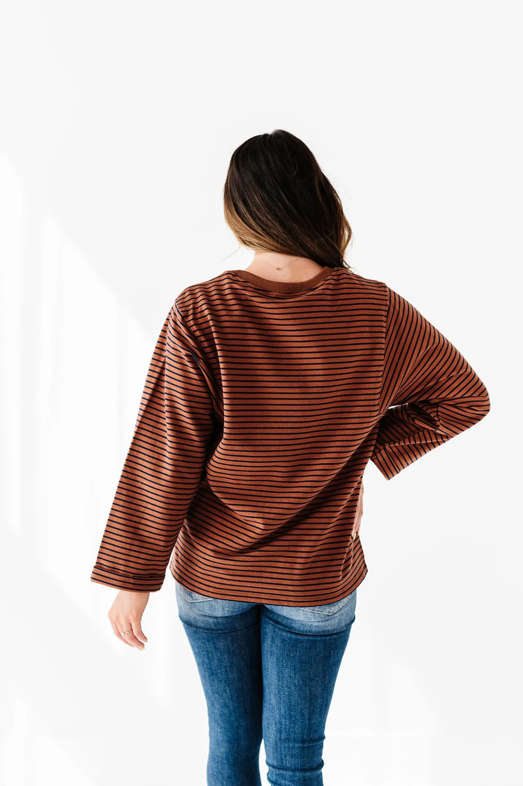 Case Striped Top in Chocolate