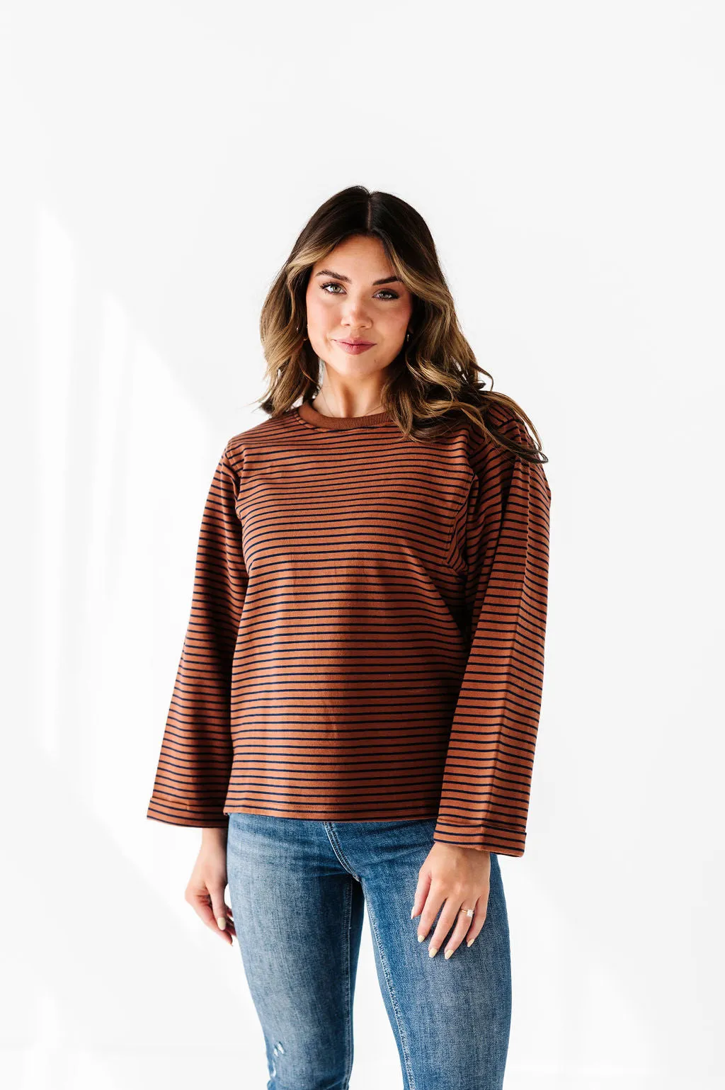 Case Striped Top in Chocolate