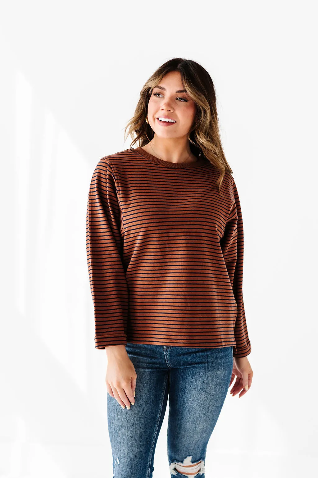 Case Striped Top in Chocolate