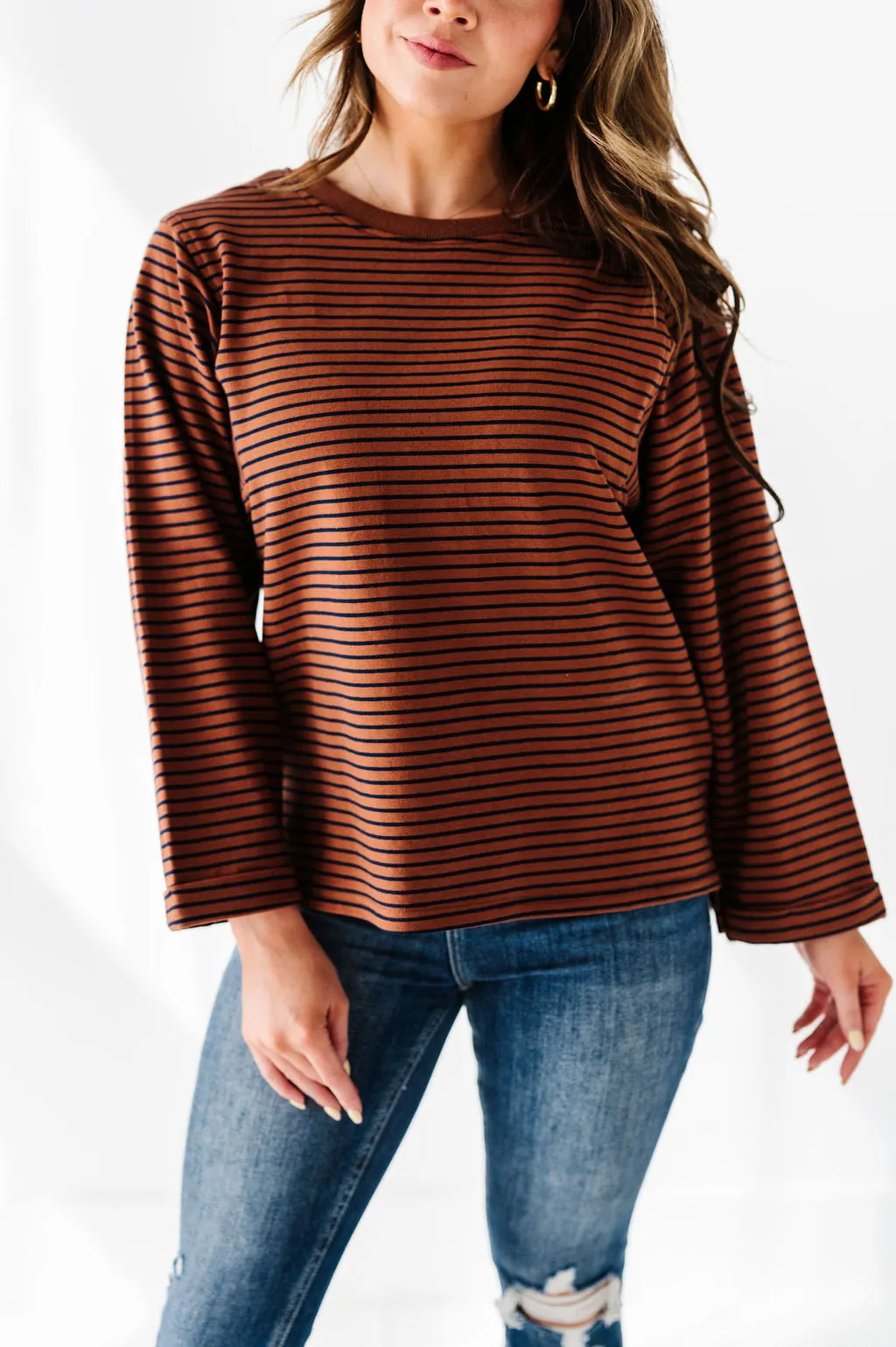 Case Striped Top in Chocolate