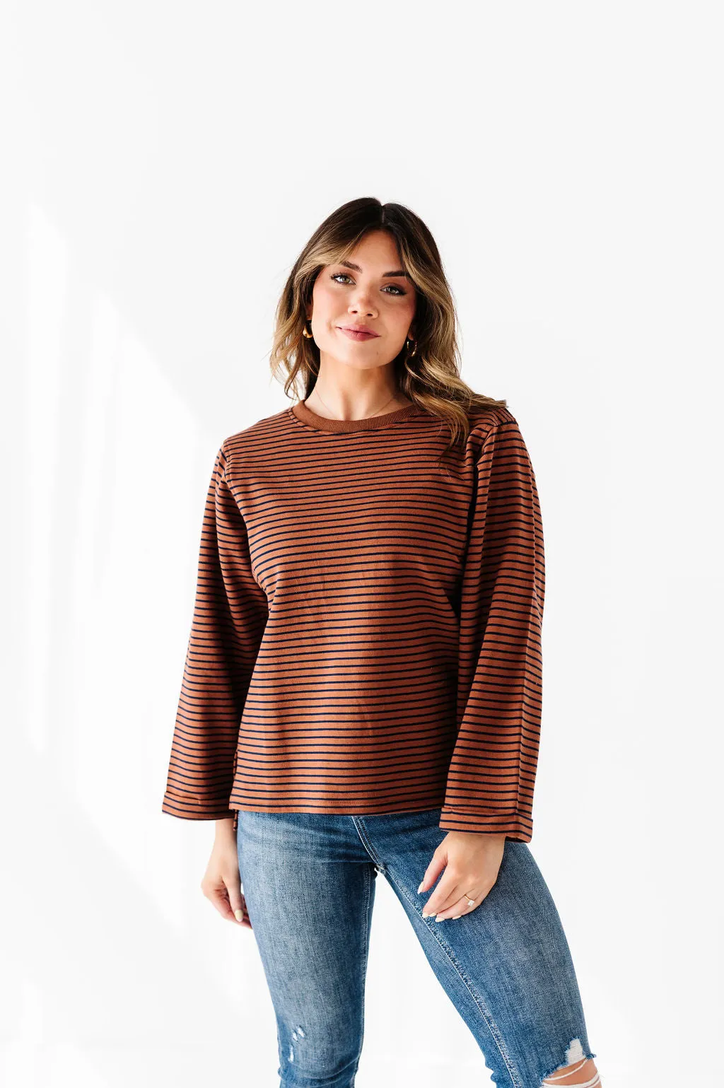 Case Striped Top in Chocolate