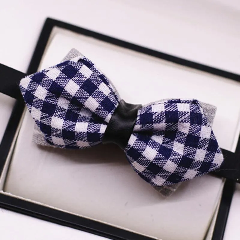 Cat Stylish Bow Tie - Blue Plaid