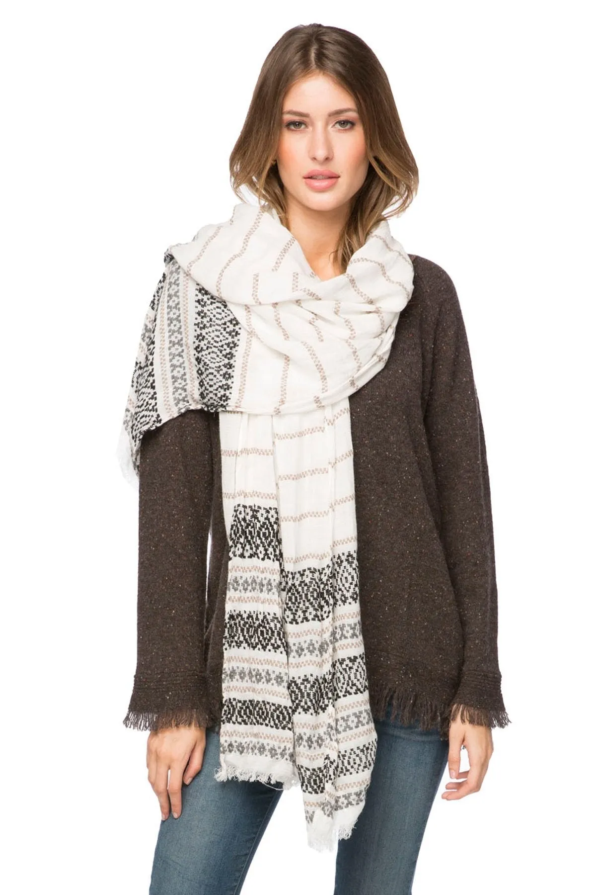 Charming Jacquard Scarf in White