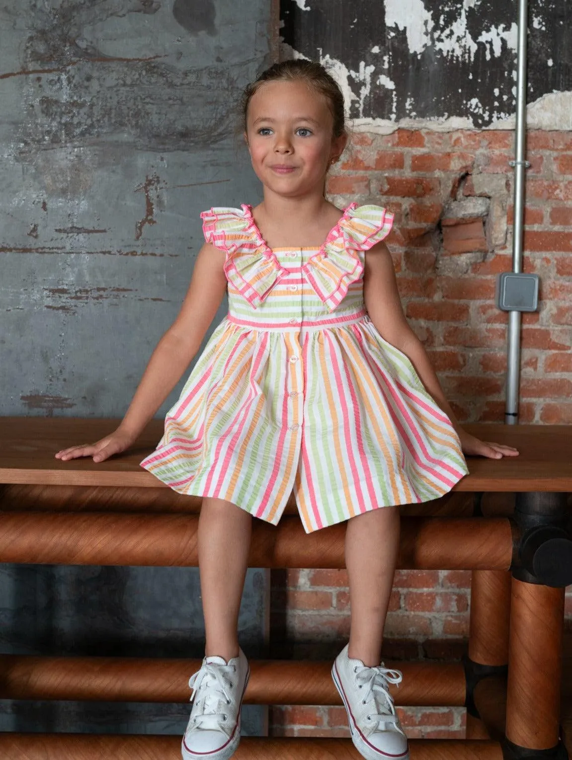 CLEARANCE SALE - La Peppa SS24 - Girls Candy Stripe Summer Dress