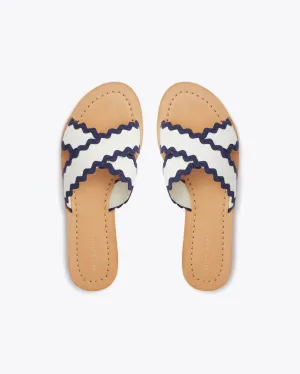 Colorblock Piper Flat Sandals in Magnolia White