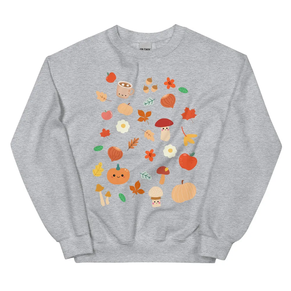 Cozy Fall Kawaii Print Sweater