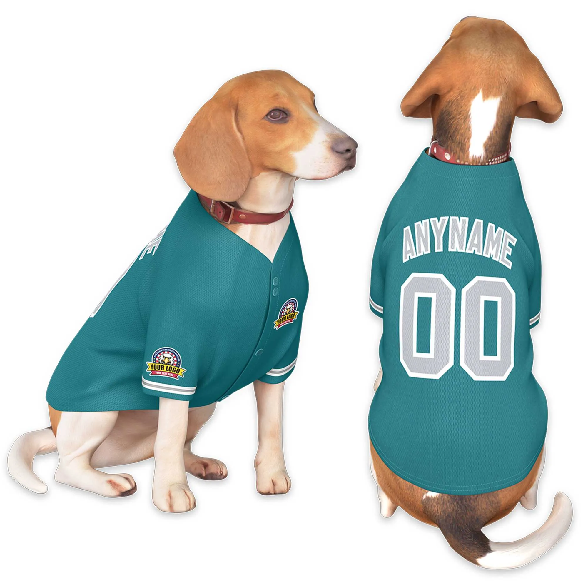 Custom Aqua Gray-White Classic Style Dog Jersey