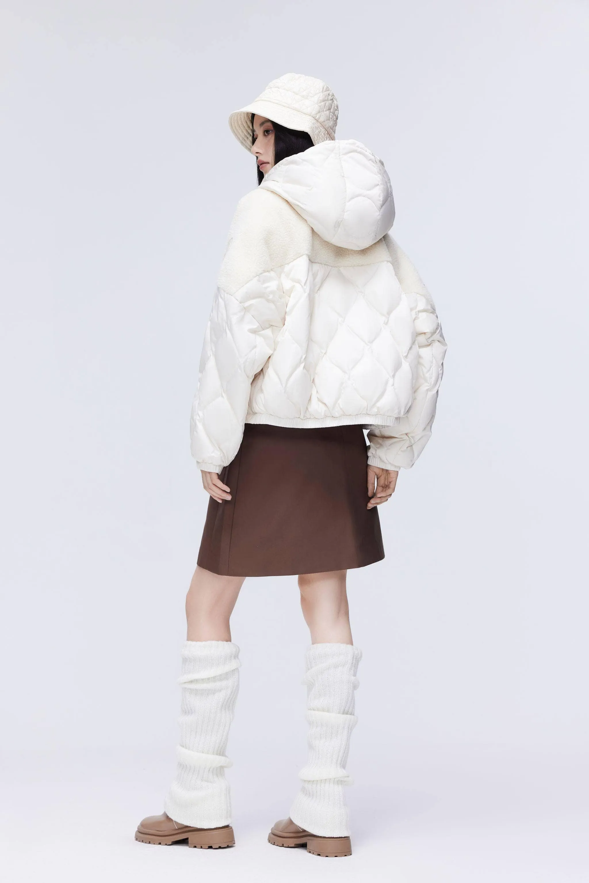 Drop Shoulder Lambwool Down Coat