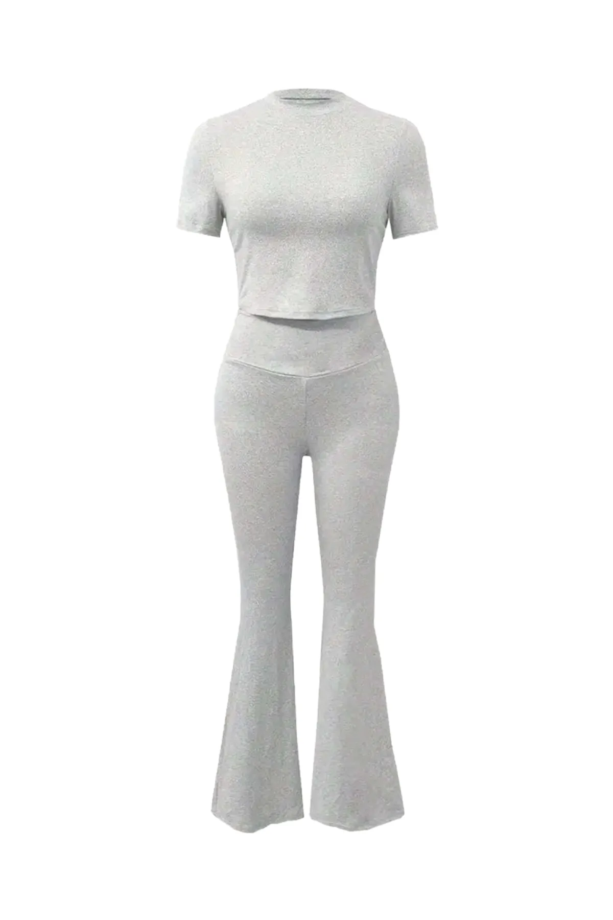 Elisa Short Sleeve Leggings Set (Heather Grey)