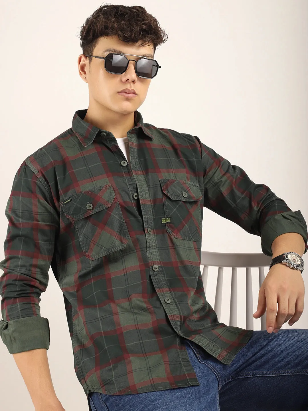 Everyday Olive Full Sleeve Check Shirt