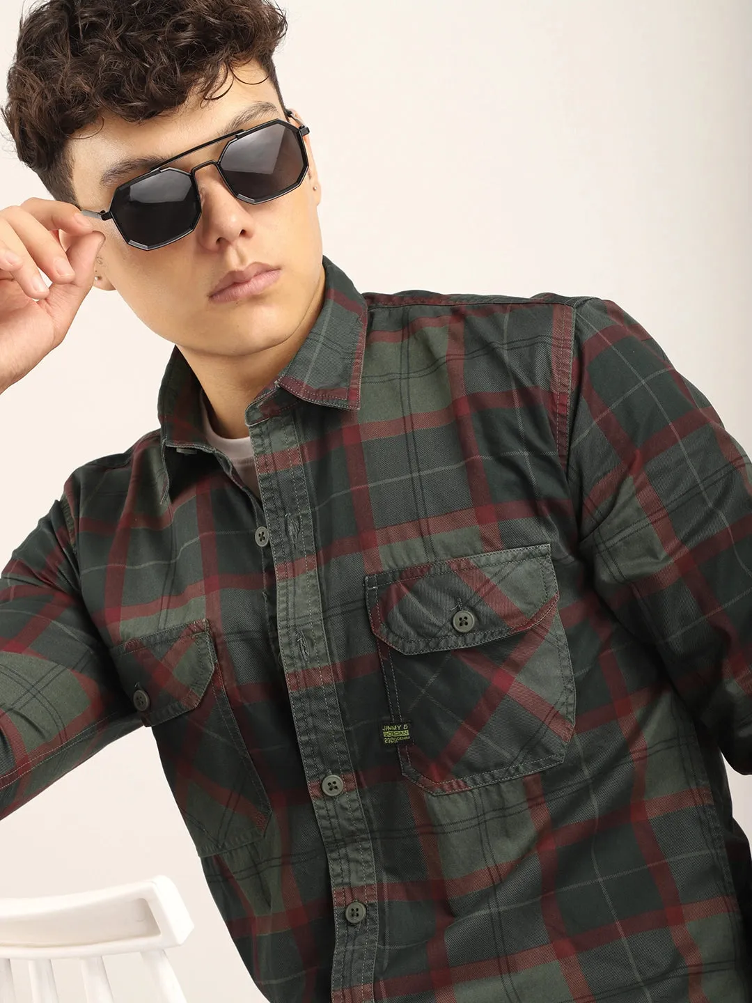 Everyday Olive Full Sleeve Check Shirt