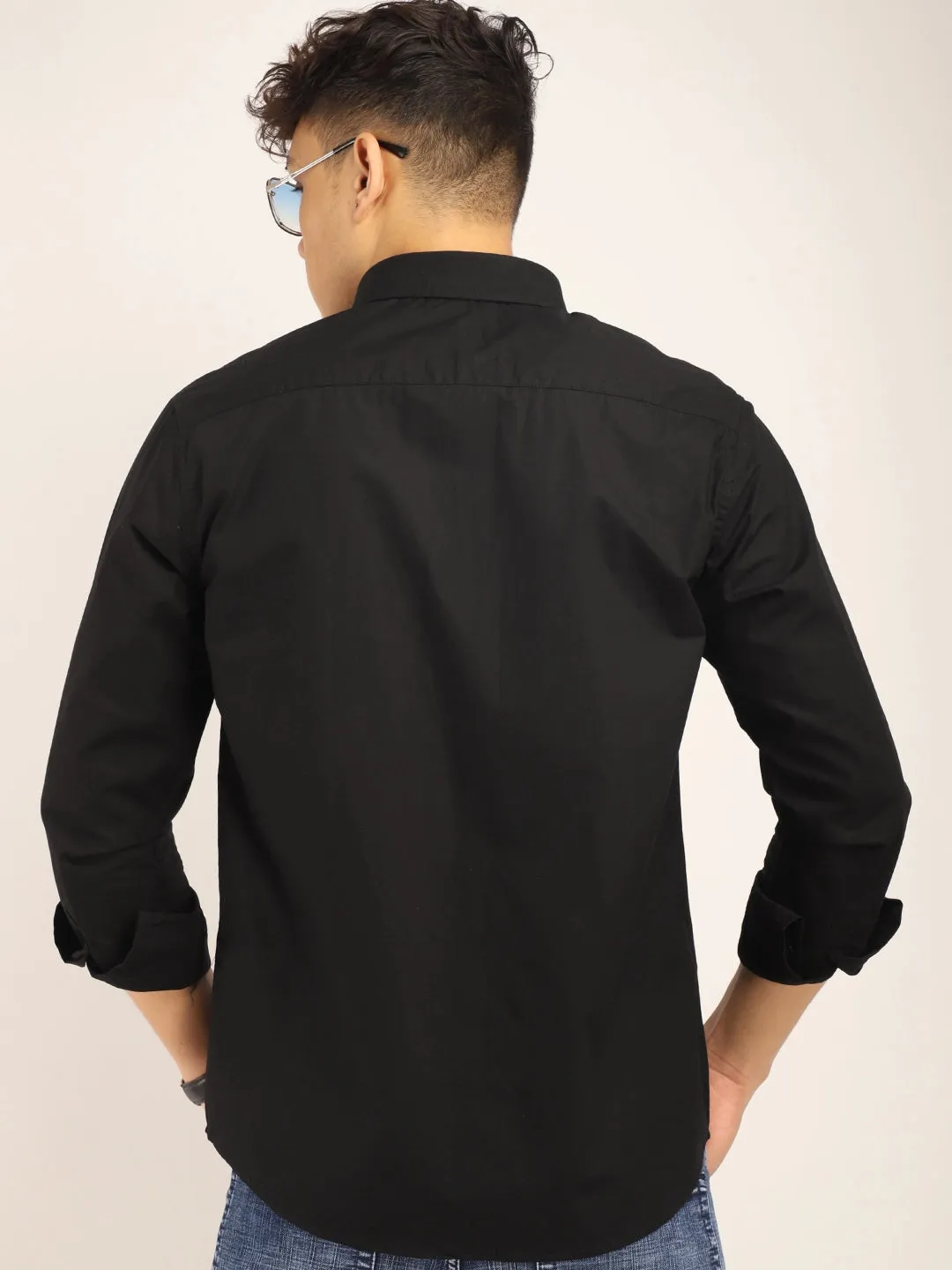 Fabric Pepar Cotton Classic Black Full Sleeve Shirt