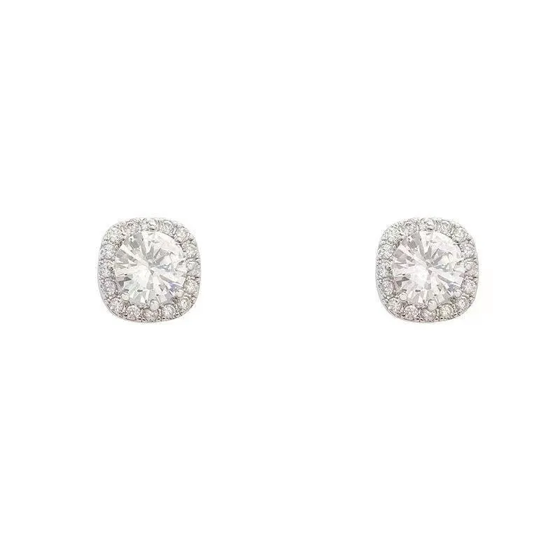 Fashionable square imitation diamond earrings