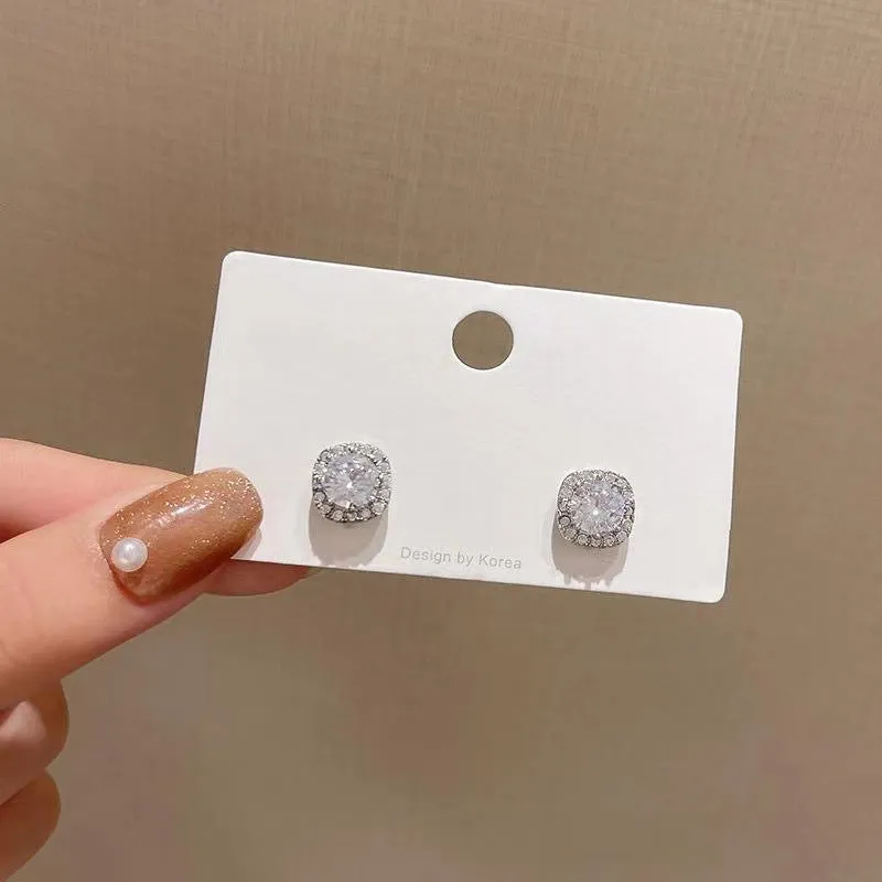 Fashionable square imitation diamond earrings