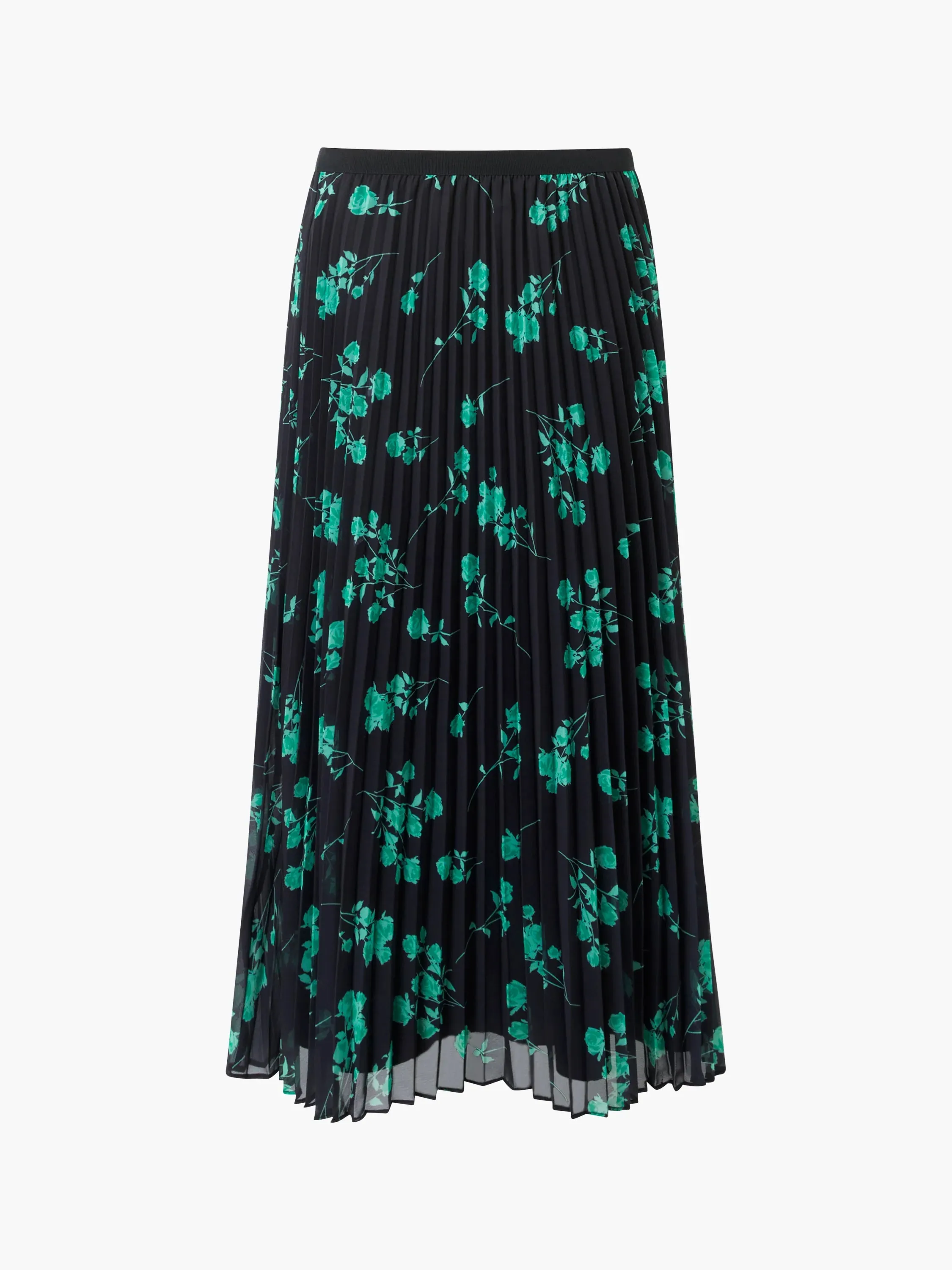 French Connection Allesandra Pleated Skirt - Black/Minted Green