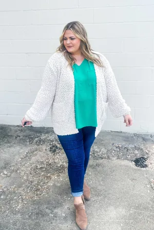 Gina Popcorn Cardigan, Sand Beige