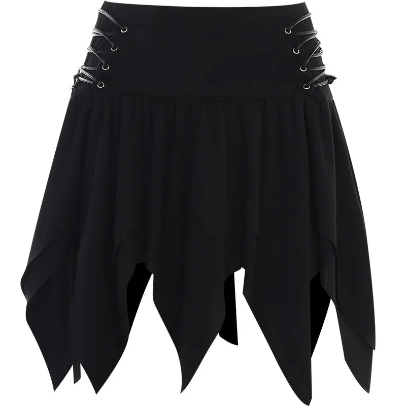 Gothic Style Irregular Slim Fit Short Skirt