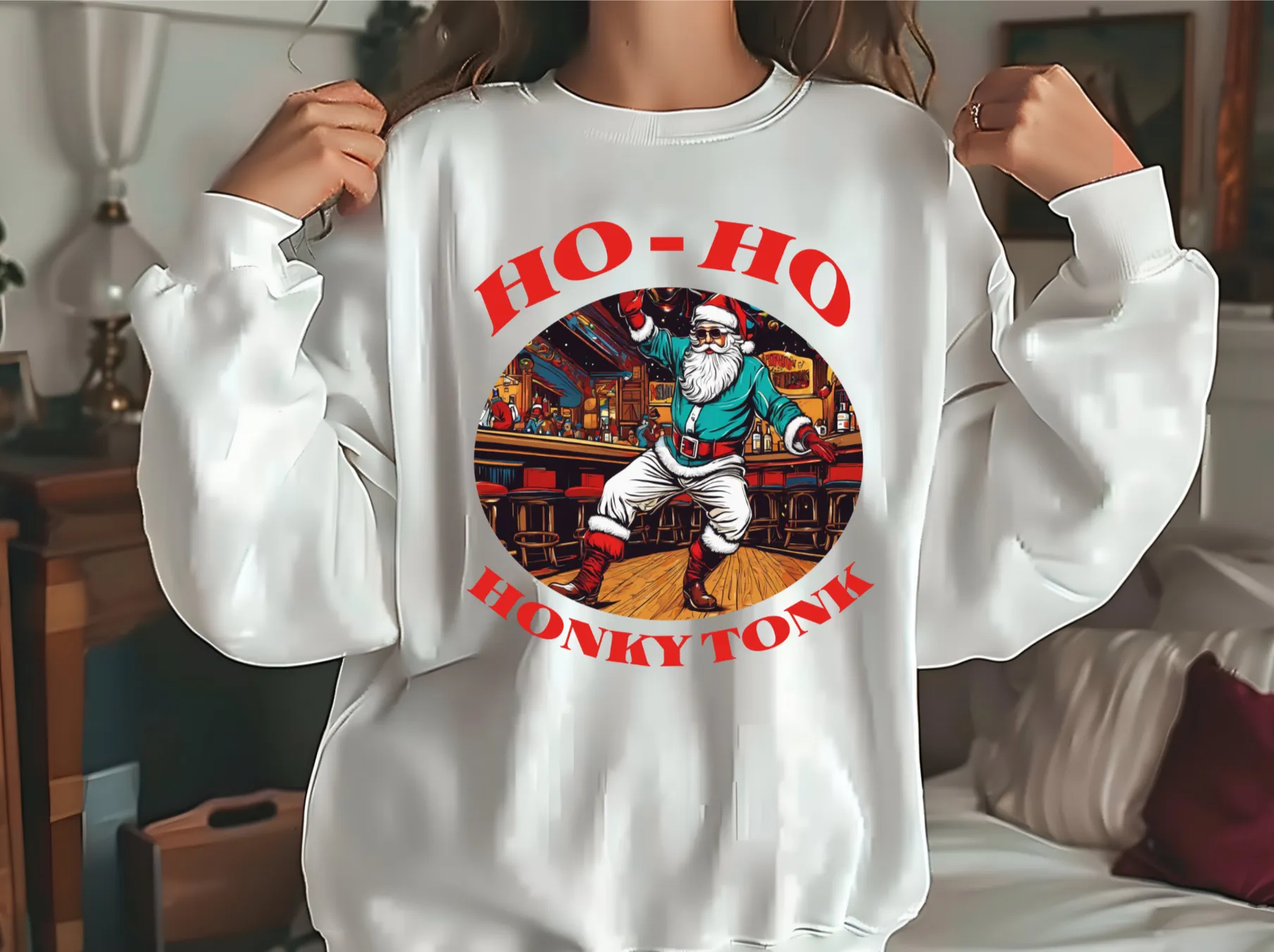 Ho-Ho Honky Tonk Sweatshirt, Country Sweater, Christmas Sweater, Country Music Sweater