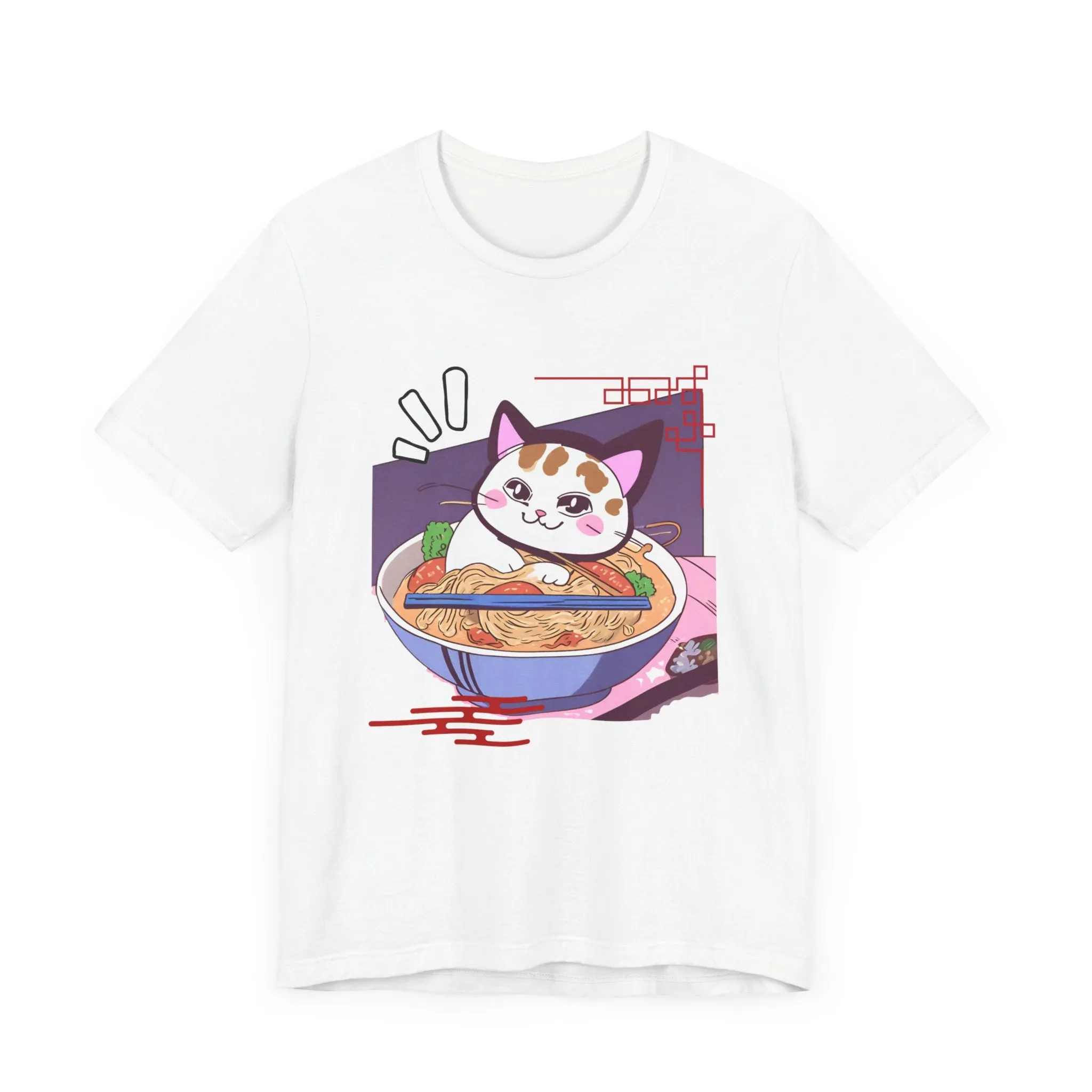 Kawaii cat with Ramen Unisex Jersey Short Sleeve Tee