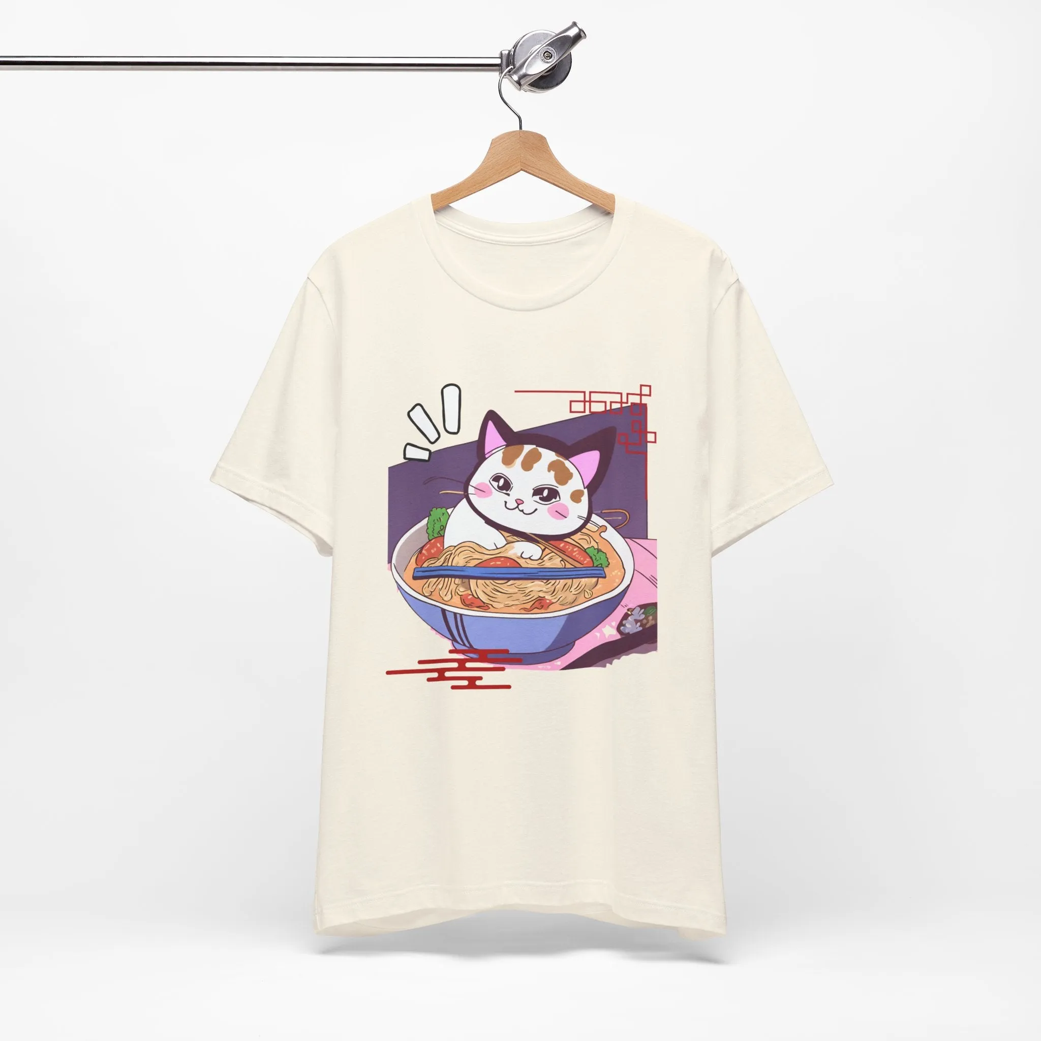 Kawaii cat with Ramen Unisex Jersey Short Sleeve Tee