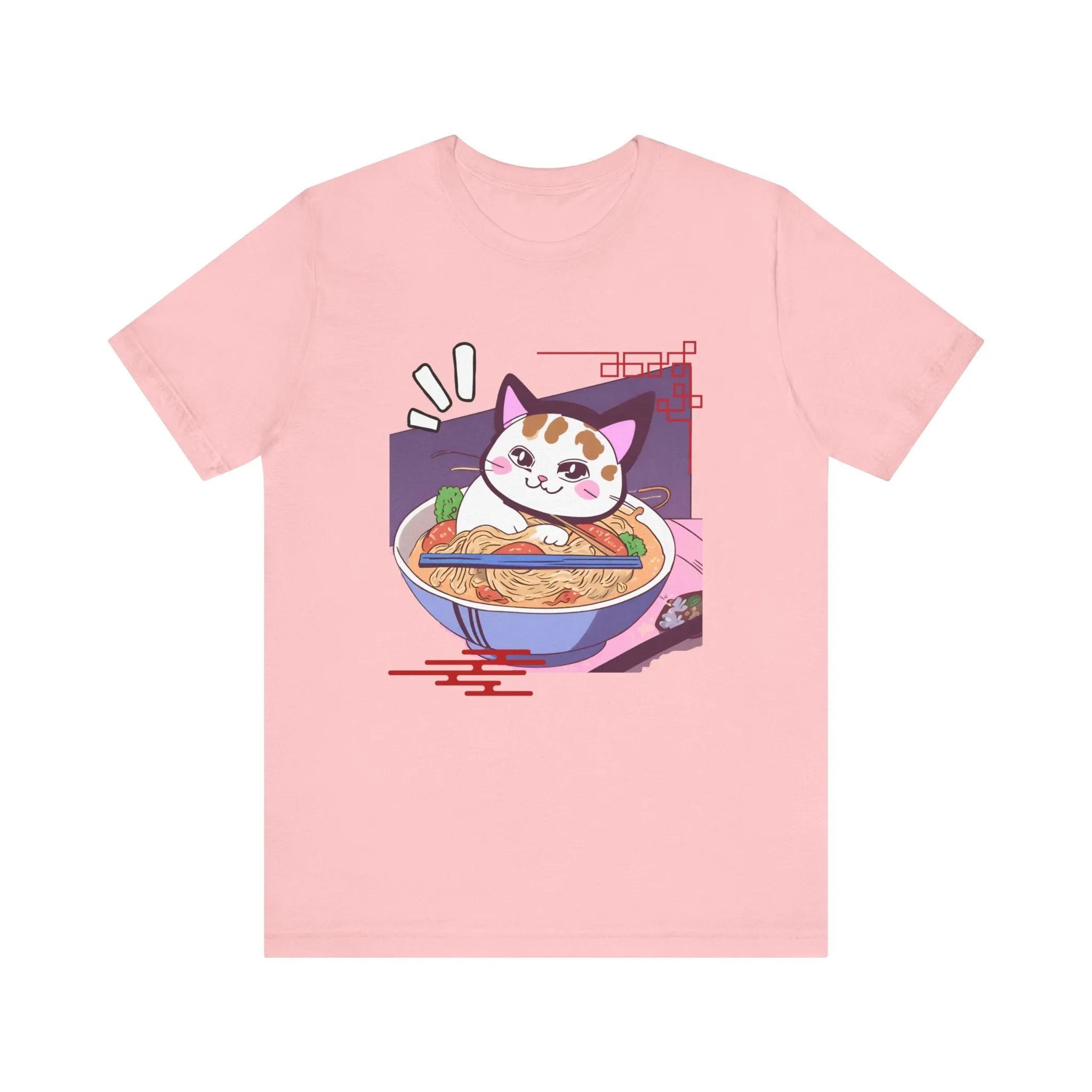 Kawaii cat with Ramen Unisex Jersey Short Sleeve Tee