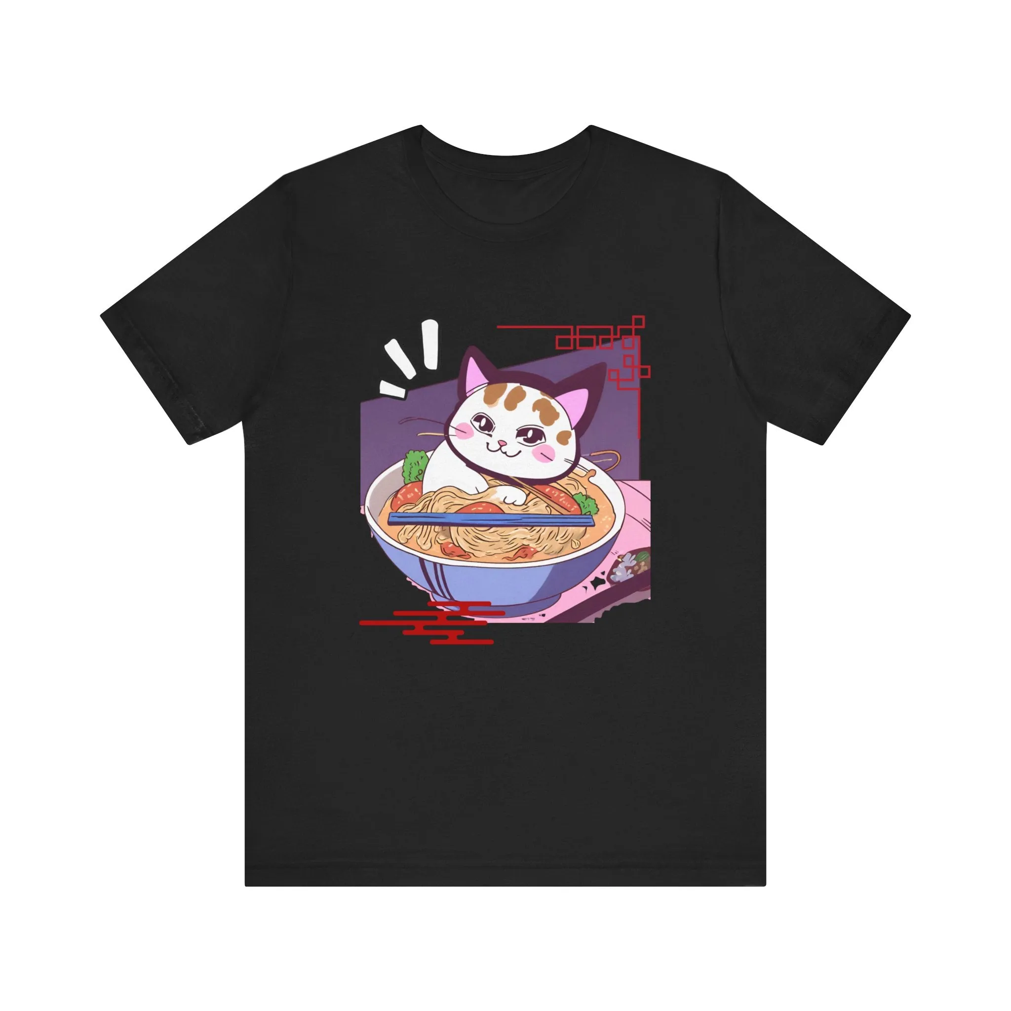 Kawaii cat with Ramen Unisex Jersey Short Sleeve Tee