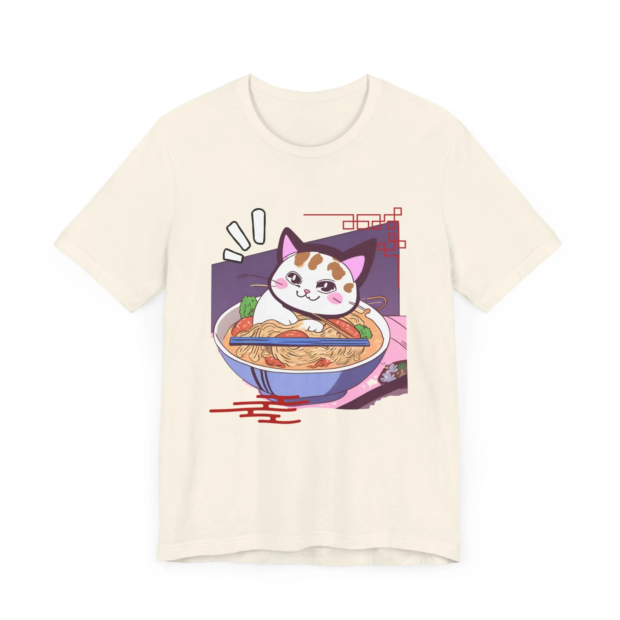 Kawaii cat with Ramen Unisex Jersey Short Sleeve Tee