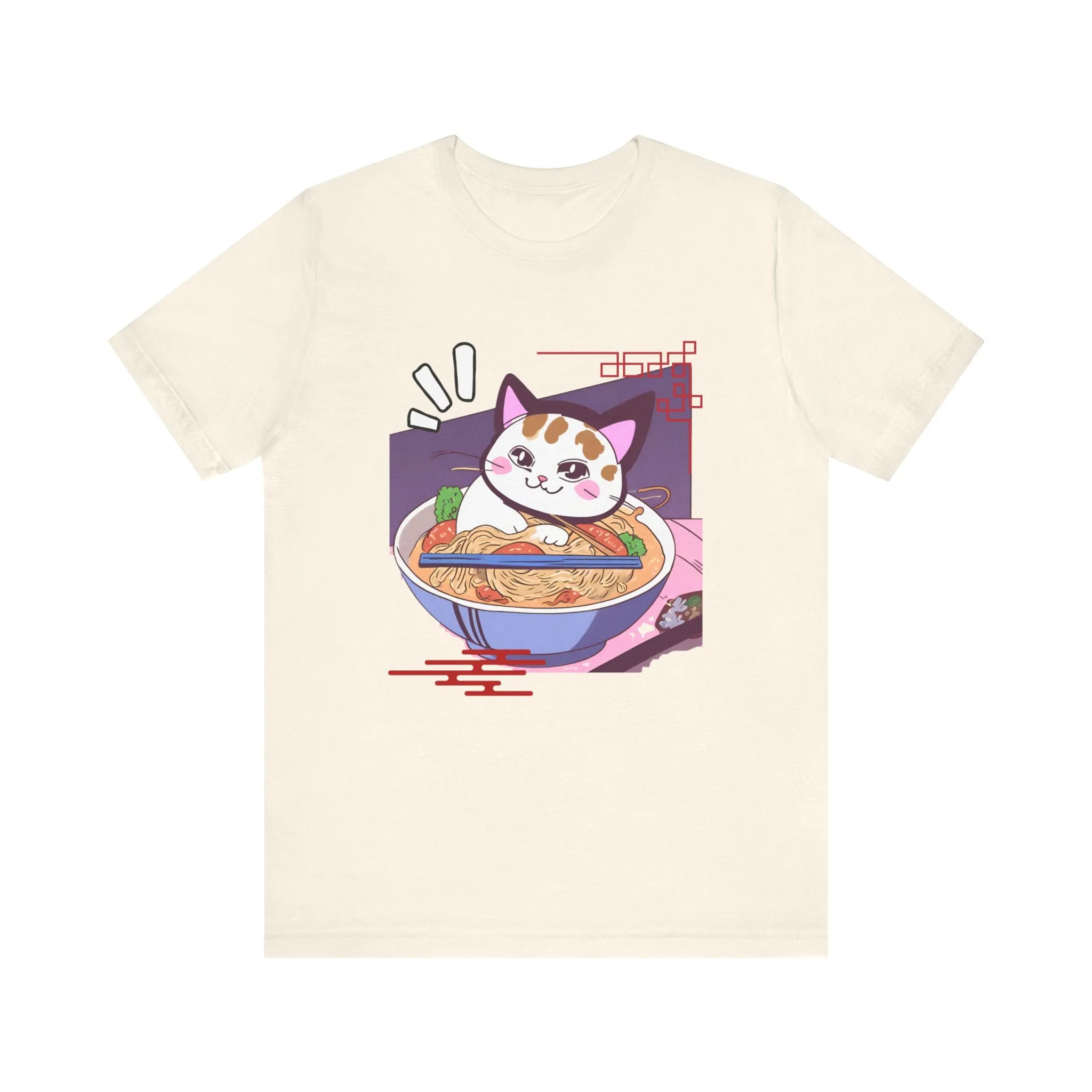 Kawaii cat with Ramen Unisex Jersey Short Sleeve Tee